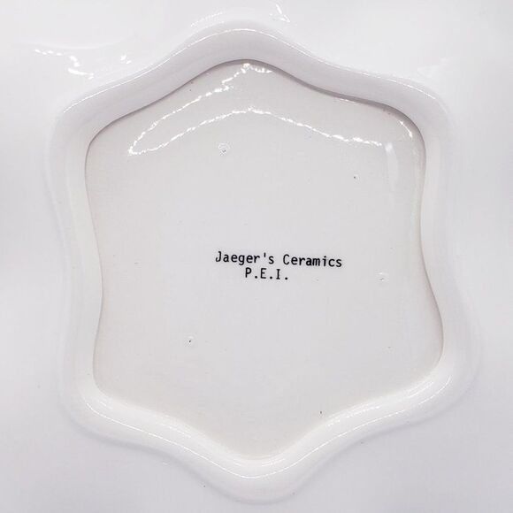 Jaeger's Ceramics P.E.I. Scalloped Blue Roses Dish - Picture 3 of 5
